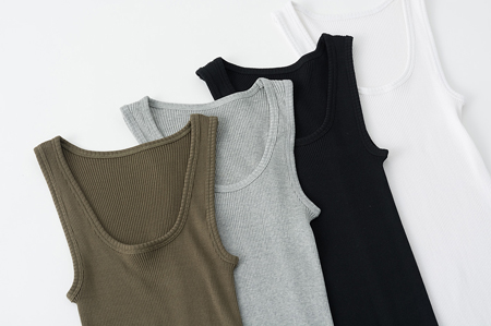 シルク＆コットン　リブタンクトップ　全４色