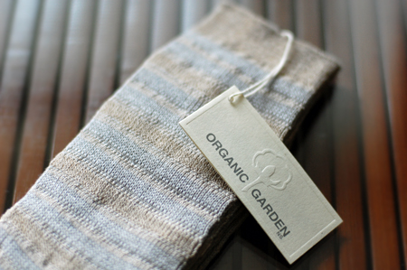 オーガニックリネン・コットン靴下（ボーダーグレー）メンズ