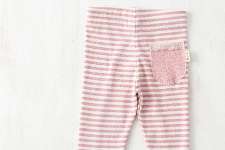 yuga ボーダーレギンス・スパッツ（オーガニックコットン）◆ピンク