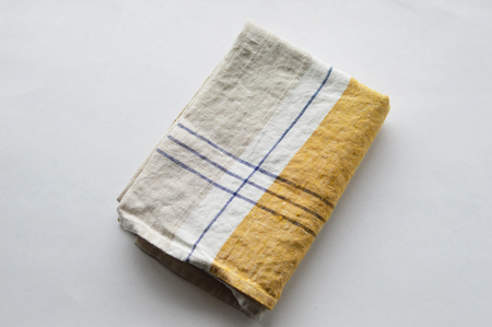 麻キッチンクロス・サンティエ◆イエロー