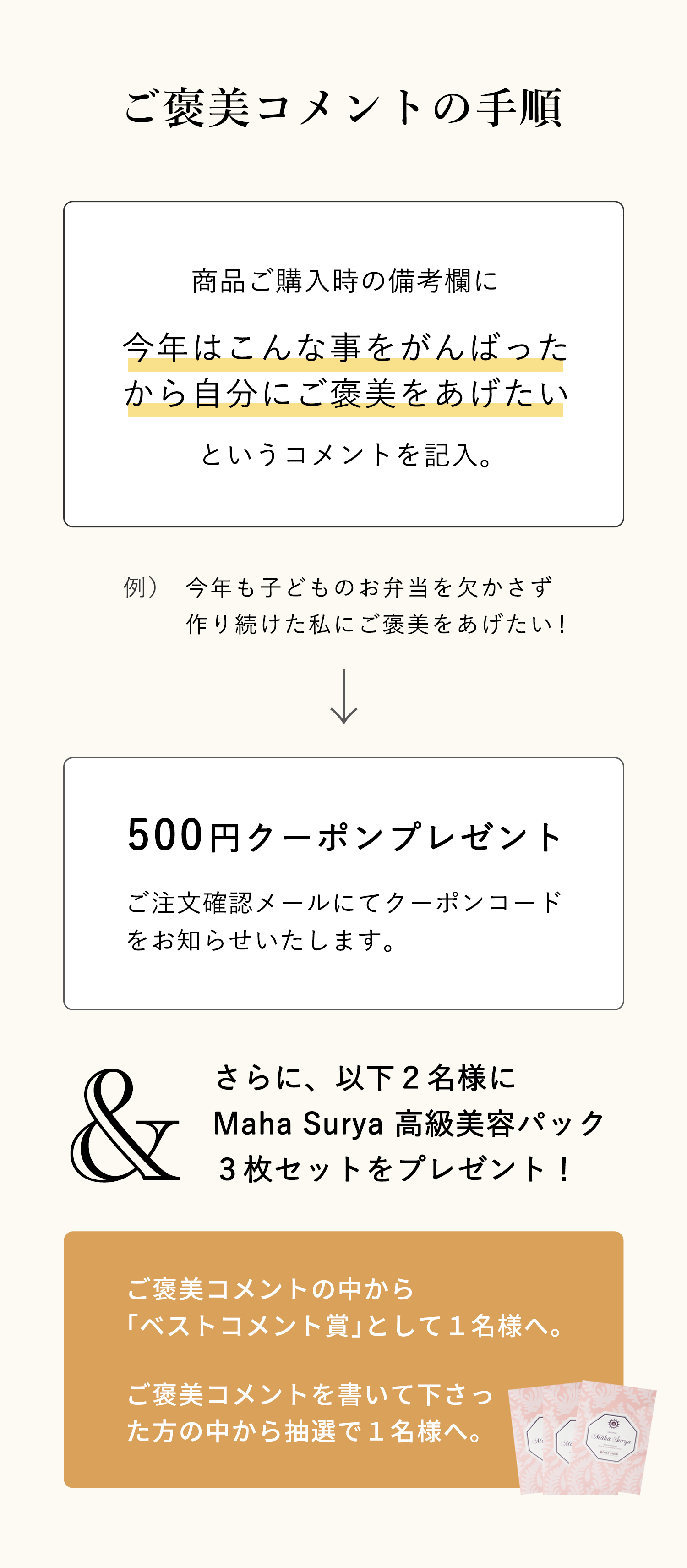 ご褒美コメントの手順
