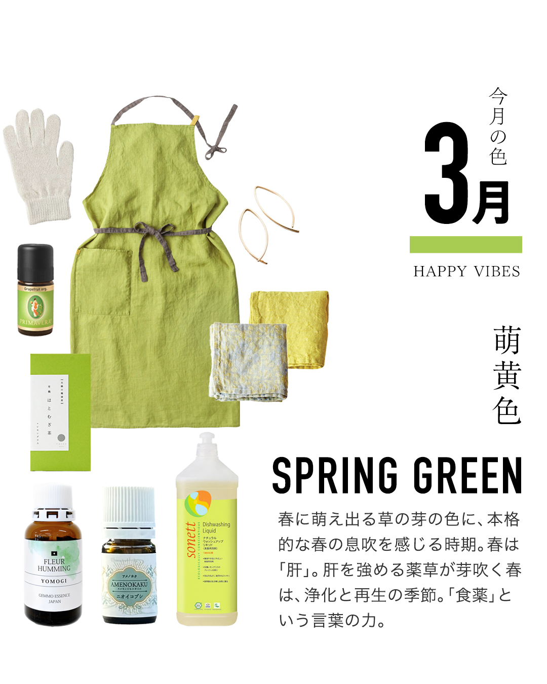 今月の色：3月萌黄色