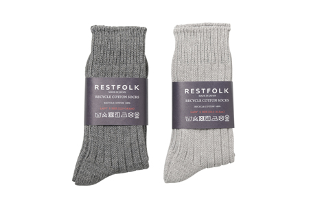 コットンソックス,綿靴下,綿100%,コットン100%,リサイクルコットン,RESTFOLK,冷えとり靴下,通販