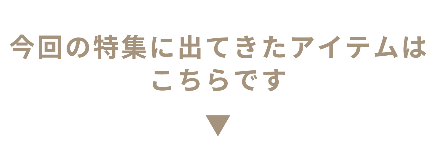 今回の特集に出てきたアイテムはこちらです